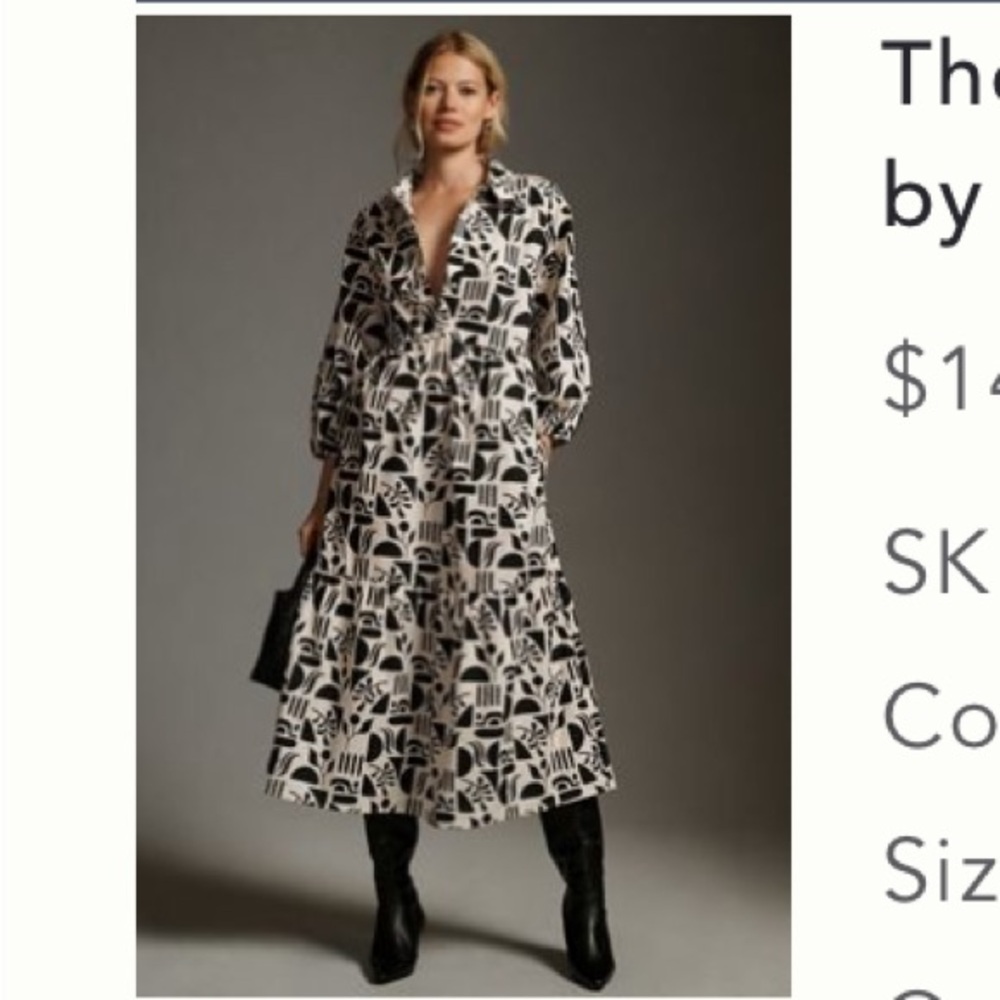 Maeve Monochrome Graphic Shirt Dress